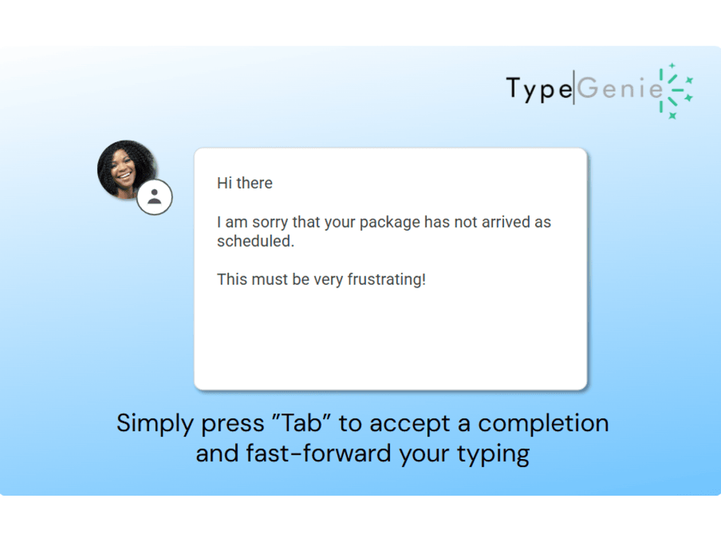 TypeGenie Smart Autocomplete feature detail — AI and Bots app on the Zendesk Marketplace